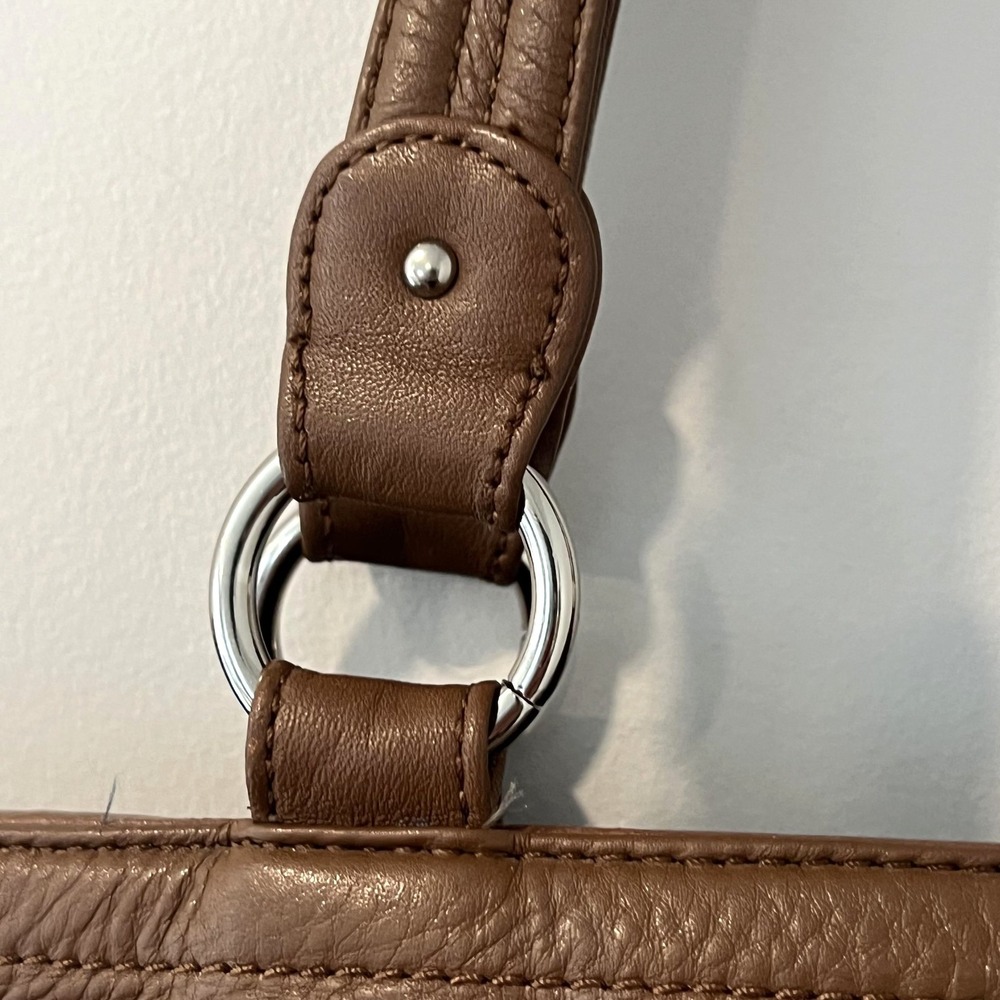 Stone Mountain Shoulder Bag Womens Medium Brown Leather Organizer Pockets Tote - Picture 9 of 16